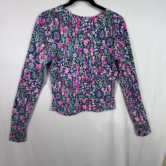 Lilly Pulitzer Luxletic Low Tide Navy Jewely Oden Top Shirt Size M Preppy Active - Picture 2 of 10